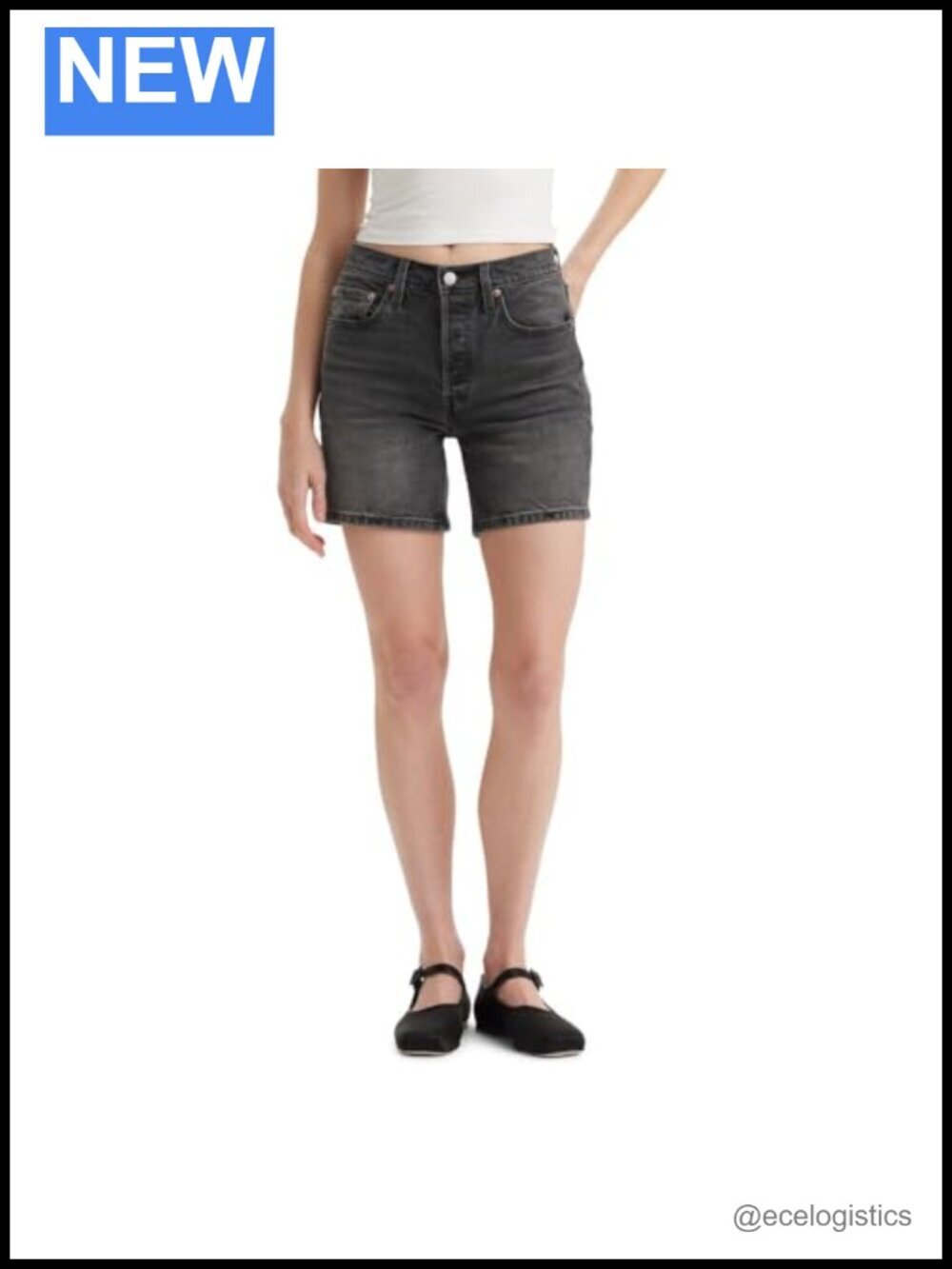 Straight Cut-Off Denim Shorts with 6-Inch Inseam